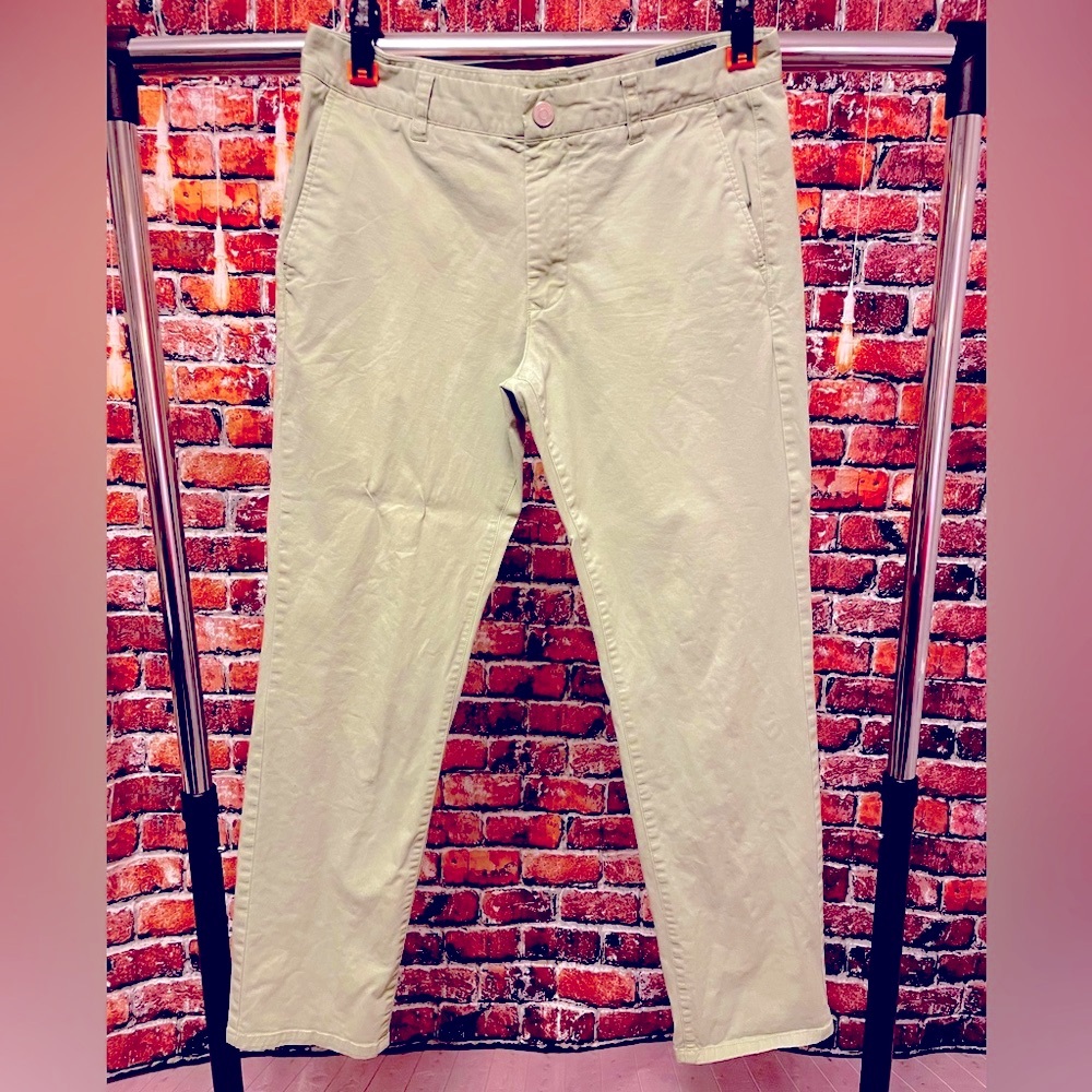 Bonobos slim 32 30 mens flat front chino khaki pants light green business preppy